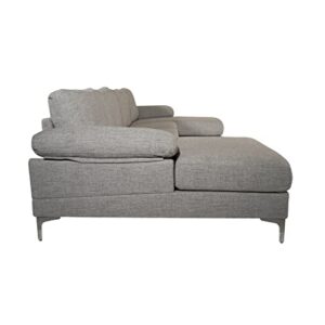 Casa Andrea Milano Modern Large Tweed Fabric U-Shape Sectional Sofa, Double Extra Wide Chaise Lounge Couch, Light Grey