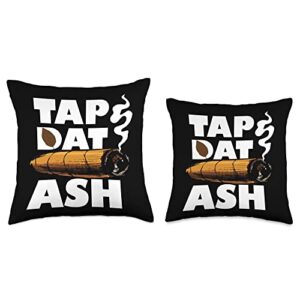 RTG Tap Dat Ash Cigar Tees and Designs Tap Dat Ash Funny Cigar Smoker Quote Lover Smoking Men Women Throw Pillow, 18x18, Multicolor