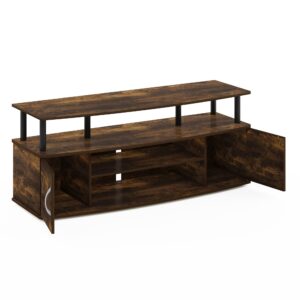 Furinno Jaya Entertainment Center Stand Unit/TV Desk for up to 55 inch, Amber Pine/Black