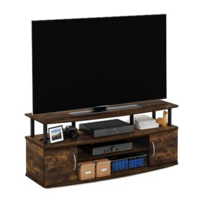 Furinno Jaya Entertainment Center Stand Unit/TV Desk for up to 55 inch, Amber Pine/Black