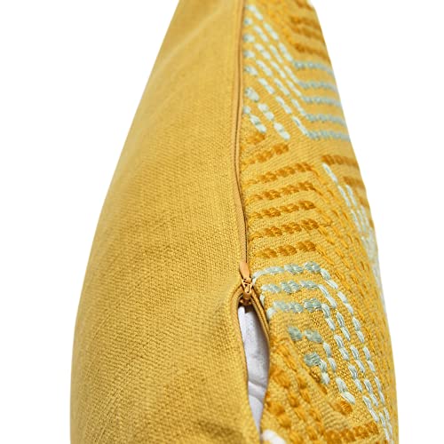 Creative Co-Op Cotton Embroidered Lumbar Tassels Pillow, 20" L x 12" W x 2" H, Multicolor