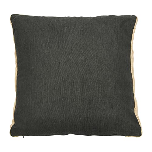 Creative Co-Op Cotton Pillow with Embroidery, Chambray Back