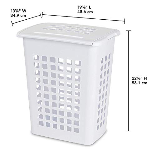 Sterilite Rectangular LiftTop Plastic Slim Laundry Hamper Basket Bin with Sturdy Rim and Lid for Easy Transportation and Storage of Laundry (8 Pack)