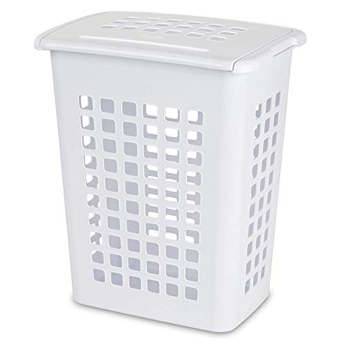 Sterilite Rectangular LiftTop Plastic Slim Laundry Hamper Basket Bin with Sturdy Rim and Lid for Easy Transportation and Storage of Laundry (8 Pack)