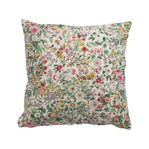 creative co-op cotton printed kantha stitch and floral pattern pillow, 18" l x 18" w x 2" h, multicolor