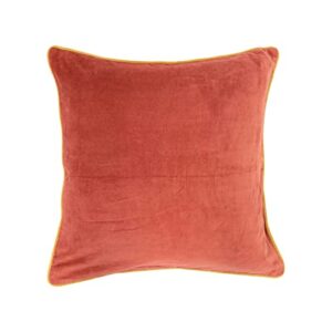creative co-op cotton velvet mustard color piping pillow, 24" l x 24" w x 2" h, orange