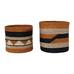 Bloomingville Hand-Woven Seagrass Design, Set of 2 Baskets, 16" L x 16" W x 16" H, Multicolor