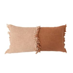 creative co-op woven cotton lumbar fringe pillow, 28" l x 14" w x 2" h, multicolor