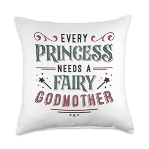 fairy godmother designs birthday princess every princess needs a fairy godmother throw pillow, 18x18, multicolor