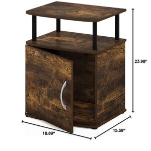 Furinno Jaya End Side Sofa Table/Nightstand with Door, Amber Pine/Black