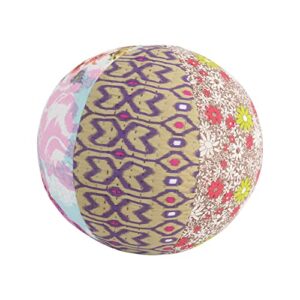 creative co-op cotton kantha fabric patchwork orb pillow, 10" l x 10" w x 10" h, multicolor