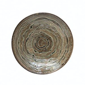bloomingville decorative stoneware, reactive glaze platter, 14" l x 14" w x 2" h, brown