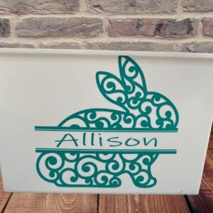 Personalized Easter Basket For Kids - Custom Bucket With Name - Pail for Gift With Handles - Decor (White Bucket)