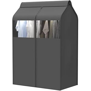 simplehouseware garment covers for clothes rack/closet/hanging clothes, enclosed clear window, dark grey