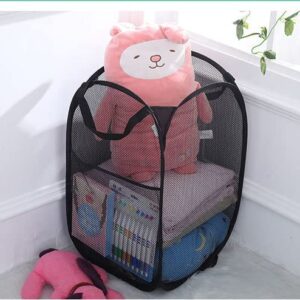BENJUNC 2 Laundry Baskets, pop-up Laundry Baskets, Foldable mesh Laundry Baskets (Each with 2 Reinforced Handles), Black