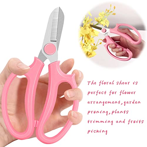 3 Pcs Garden Scissors Floral Shears,Professional Floral Scissors with Comfortable Grip Handle,Premium Garden Pruning Shears for Plants Trimming and Fruit Picking Trimming,Pink