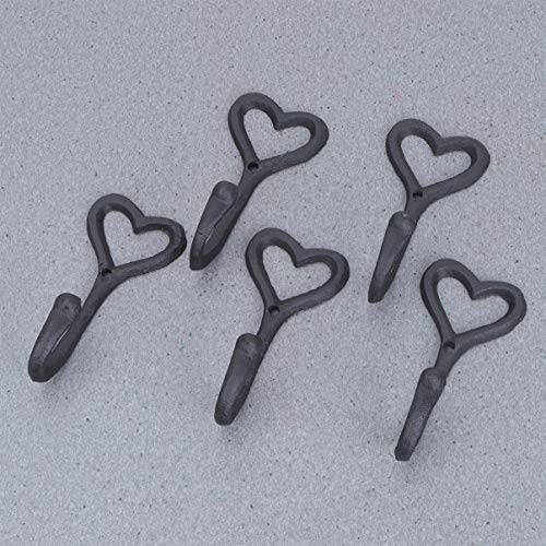 Milisten Vintage Decor Towel Hooks Wall Hooks, Black Iron Love Heart Shaped Hooks, 2pcs Decorative Wall Hooks Decorative for Key Coat Hanger Home Decor Utility Hooks Towel Hooks