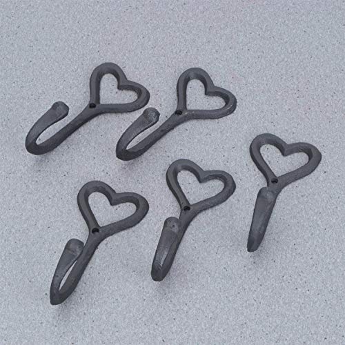 Milisten Vintage Decor Towel Hooks Wall Hooks, Black Iron Love Heart Shaped Hooks, 2pcs Decorative Wall Hooks Decorative for Key Coat Hanger Home Decor Utility Hooks Towel Hooks