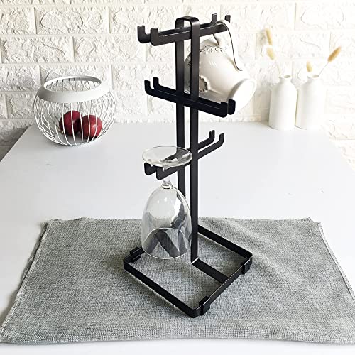 通用 Jiagu Metal Mug Rack Mug Drain Rack Cup Holder Rack Mug Tree Mug Storage Rack Coffee Mug Rack Mug Holder Stand Wine Glass Stand for Kitchen for Table (Black)