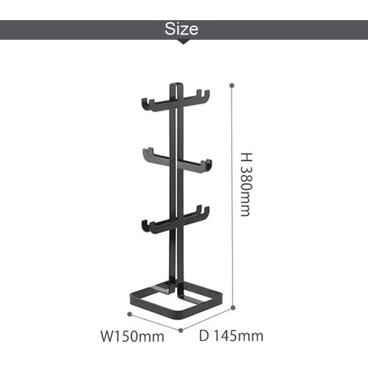 通用 Jiagu Metal Mug Rack Mug Drain Rack Cup Holder Rack Mug Tree Mug Storage Rack Coffee Mug Rack Mug Holder Stand Wine Glass Stand for Kitchen for Table (Black)