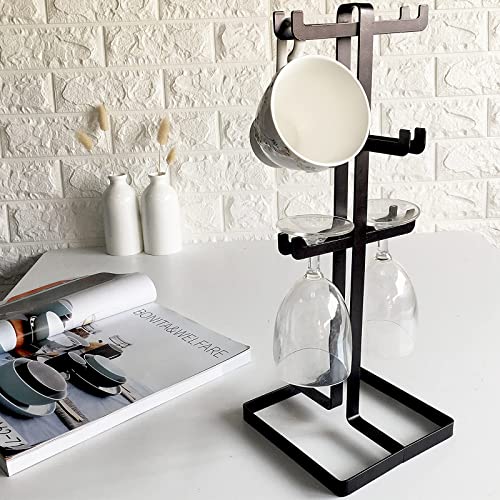 通用 Jiagu Metal Mug Rack Mug Drain Rack Cup Holder Rack Mug Tree Mug Storage Rack Coffee Mug Rack Mug Holder Stand Wine Glass Stand for Kitchen for Table (Black)