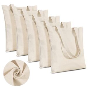 joywell linen tote bags super durable reusable grocery 5 pack shopping bag natural cloth blank large tote bags machine washable women fashionable crafts white bag suitable for diy gift activity beige