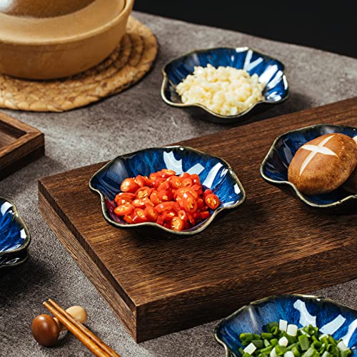 LiveHouse 4.3 Inch Vintage Style Kiln Glazed Small Ceramic Dipping Bowls Pinch Bowl Side Dishes for Soy Sauce Dessert Tomato, Set of 6