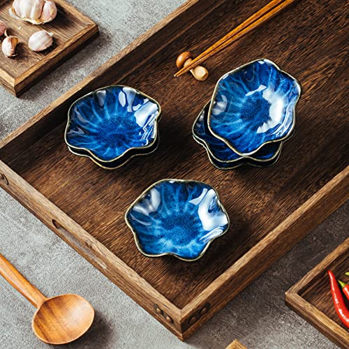 LiveHouse 4.3 Inch Vintage Style Kiln Glazed Small Ceramic Dipping Bowls Pinch Bowl Side Dishes for Soy Sauce Dessert Tomato, Set of 6