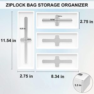 4 Pack Ziplock Bag Storage Organizer for Kitchen Drawer, DXWHYX Premium PP Plastic Ziplock Kitchen Drawer Organizer Dispenser Compatible with Ziploc, Solimo, Glad, Hefty for Gallon, Quart, Sandwich & Snack Variety Size Ziplock Bags