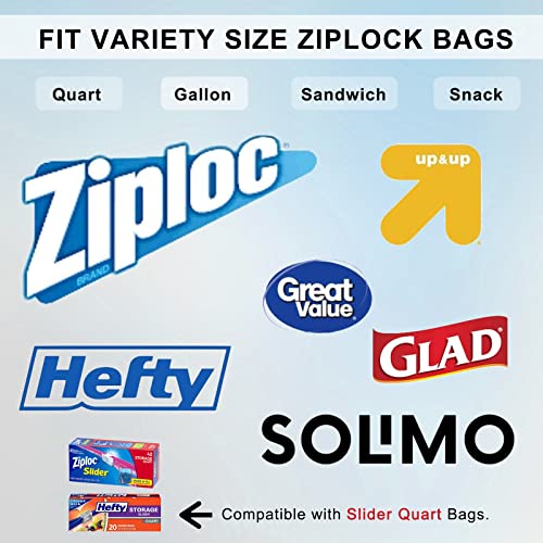 4 Pack Ziplock Bag Storage Organizer for Kitchen Drawer, DXWHYX Premium PP Plastic Ziplock Kitchen Drawer Organizer Dispenser Compatible with Ziploc, Solimo, Glad, Hefty for Gallon, Quart, Sandwich & Snack Variety Size Ziplock Bags