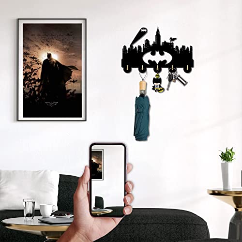 Batman Key Hook for Wall, Batman Decorative Key Holder for Wall, Key Hanging Organizer Rack Wall Mounted for Entryway Hallway, Gift for Batman Lovers