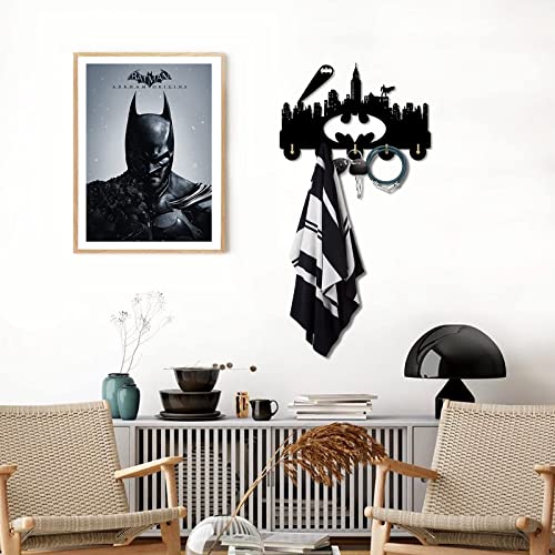 Batman Key Hook for Wall, Batman Decorative Key Holder for Wall, Key Hanging Organizer Rack Wall Mounted for Entryway Hallway, Gift for Batman Lovers