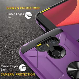 GAMEMIUZ LG G6 Case, LG G6 Case with [3X Tempered Glass Screen Protector], Built-in Ring Kickstand and Magnetic Car Mount Shockproof Dropproof Military Grade Armor Rugged Case for LG G6 - Purple