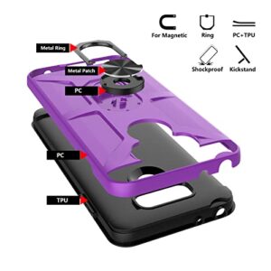 GAMEMIUZ LG G6 Case, LG G6 Case with [3X Tempered Glass Screen Protector], Built-in Ring Kickstand and Magnetic Car Mount Shockproof Dropproof Military Grade Armor Rugged Case for LG G6 - Purple