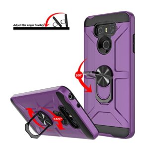 GAMEMIUZ LG G6 Case, LG G6 Case with [3X Tempered Glass Screen Protector], Built-in Ring Kickstand and Magnetic Car Mount Shockproof Dropproof Military Grade Armor Rugged Case for LG G6 - Purple