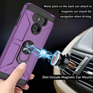 GAMEMIUZ LG G6 Case, LG G6 Case with [3X Tempered Glass Screen Protector], Built-in Ring Kickstand and Magnetic Car Mount Shockproof Dropproof Military Grade Armor Rugged Case for LG G6 - Purple