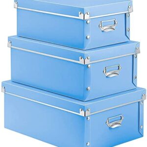 XUCHUN Foldable Storage Box with Lids，3 in 1 Set, Multiple Size Plastic Box for Clothes, Toys, Cosmetic, Books