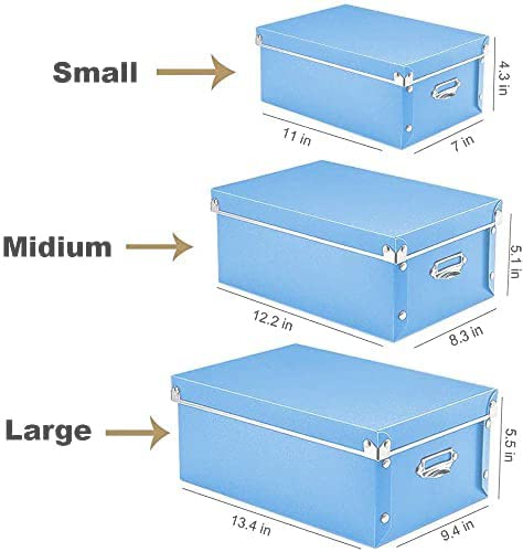 XUCHUN Foldable Storage Box with Lids，3 in 1 Set, Multiple Size Plastic Box for Clothes, Toys, Cosmetic, Books