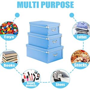 XUCHUN Foldable Storage Box with Lids，3 in 1 Set, Multiple Size Plastic Box for Clothes, Toys, Cosmetic, Books