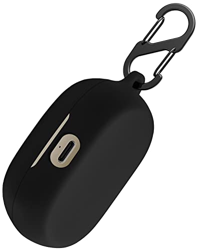 Geiomoo Silicone Carrying Case Compatible with Jabra Elite 7 Active/Jabra Elite 7 Pro, Portable Scratch Shock Resistant Cover with Carabiner (Black)