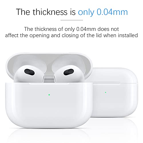 Dust Guard for Apple AirPods 3 Case Box, Senbos Metal Sticker Protection Film Dust-Proof for AirPods 3rd Generation, Ultra Slim, Luxurious Looking, Protect from Iron/Metal Shavings (Silver)