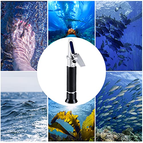 Water Salinity Refractometer, LEERCHUANG Dual Scales Hydrometer: Specific Gravity 1.000-1.070 & PPT 0-100 (1‰ = 1ppt = 1000 ppm), Handheld Seawater Tester for Aquarium, Marine Fish-Keeping, Pool Tank