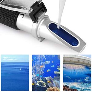 Water Salinity Refractometer, LEERCHUANG Dual Scales Hydrometer: Specific Gravity 1.000-1.070 & PPT 0-100 (1‰ = 1ppt = 1000 ppm), Handheld Seawater Tester for Aquarium, Marine Fish-Keeping, Pool Tank