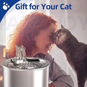 Homtyler Cat Water Fountain, Stainless Steel Inside Ultra-Quiet Pump, 2L/67oz Automatic Dog Dispenser Water Bowl, Multiple Pets Water Fountain