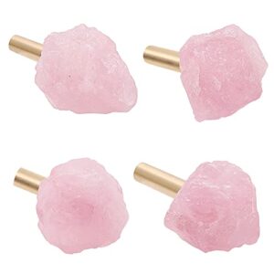 cozy tower 4 pcs rose quartz wall hooks decorative, hat bag hooks for wall gold brass hooks for hanging purse crystal curtain tieback hooks for wall, pink