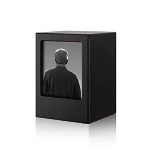 wooden urns for ashes adult male,urns for human ashes black with photo the perfect resting place for our beloved ones. holds up to 200 cubic inches of ashes