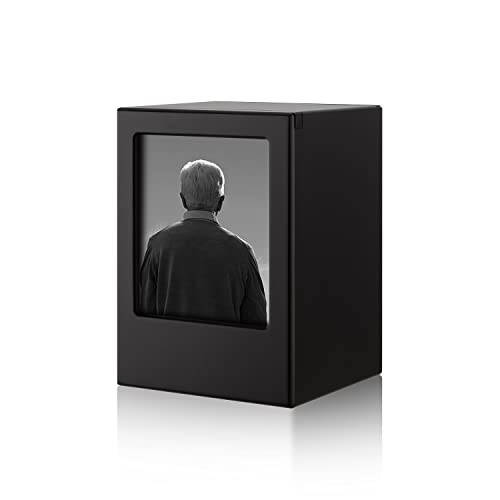 Wooden Urns for Ashes Adult Male,Urns for Human Ashes Black with Photo The Perfect Resting Place for Our Beloved Ones. Holds Up to 200 Cubic Inches of Ashes