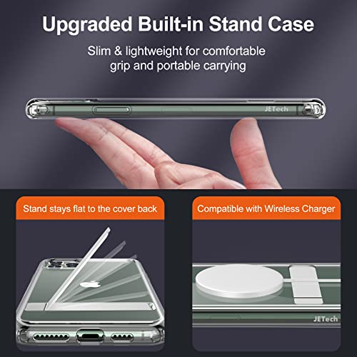 JETech Case for iPhone 11 Pro 5.8-Inch with Stand, Support Wireless Charging, Slim Shockproof Bumper Phone Cover, 3-Way Metal Kickstand (Clear)