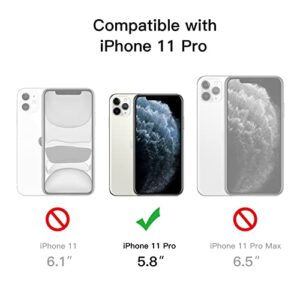 JETech Case for iPhone 11 Pro 5.8-Inch with Stand, Support Wireless Charging, Slim Shockproof Bumper Phone Cover, 3-Way Metal Kickstand (Clear)