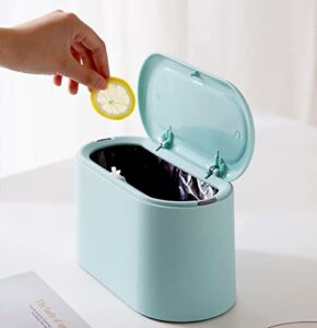 mini trash can with lid - removable small garbage can, tiny plastic trash bin, pop up countertop wastebasket, counter garbage lint bin for bathroom,office,kitchen,desk,coffee table(sky blue)